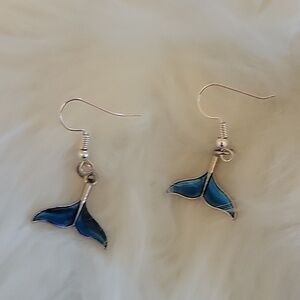 Mermaid tail earrings 🧜‍♀️ 🧜‍♂️.  Blue on both sides. 💙